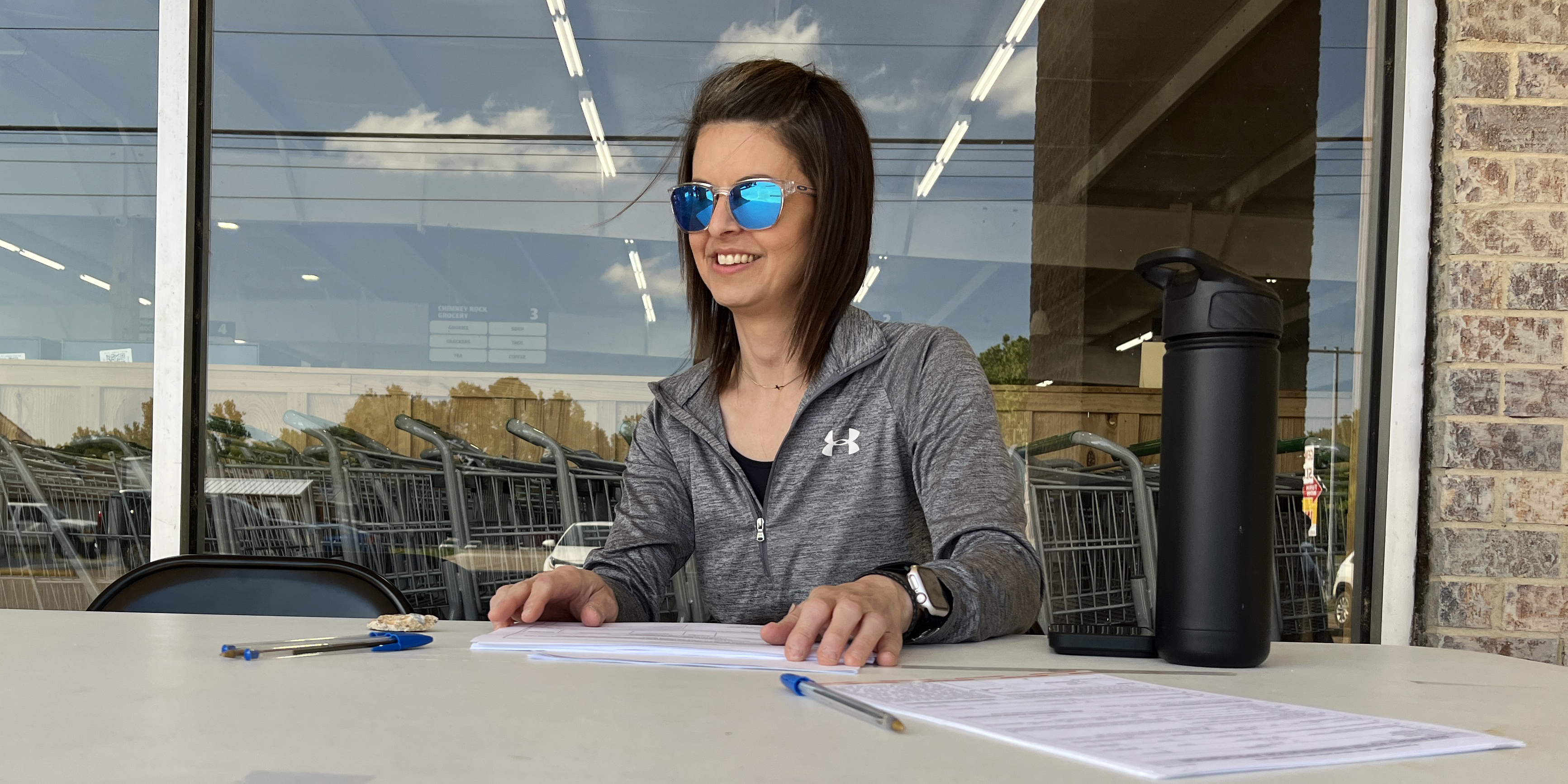 Lisa Harvill, who is leading the campaign to again let Pike County voters consider allowing the sale of alcohol, collected signatures on May 8 at Chimney Rock Grocery in Murfreesboro. Photo: Michael Hibblen