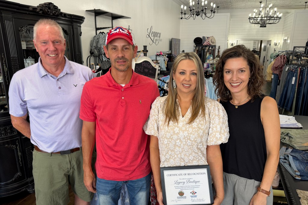 Glenwood Downtown Network board member Jimmy Kennedy, Legacy Boutique owners Mark and Christy Seitzer, and Board President Kayla Hartsfield. Photo: Michael Hibblen