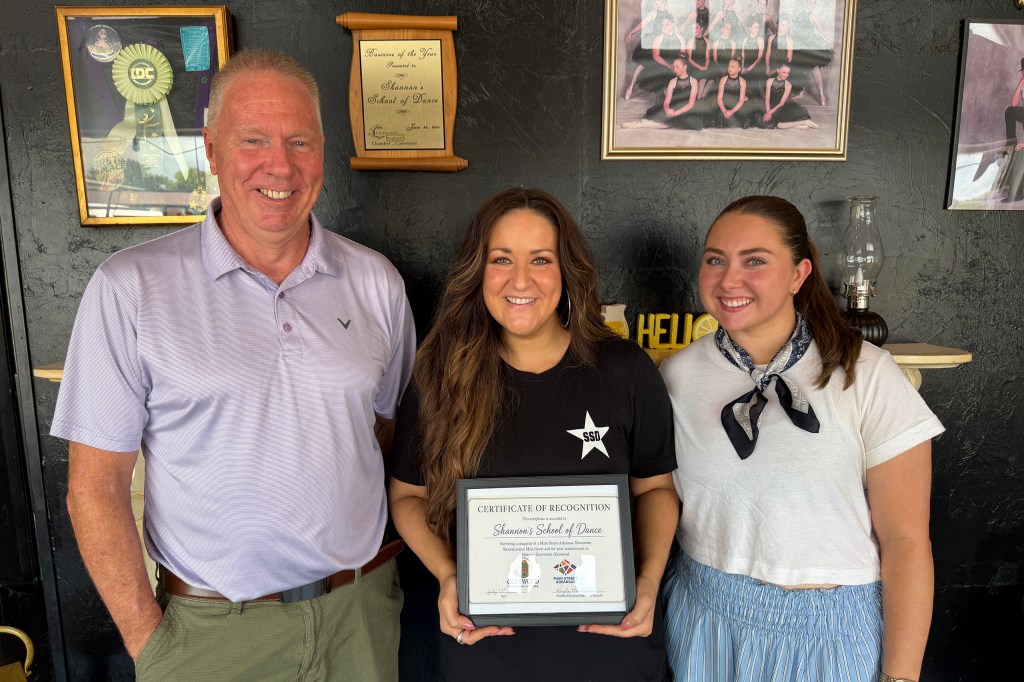 Glenwood Downtown Network board member Jimmy Kennedy, Shannon's School of Dance owner Lauren Parsons and board member Jade Turner. Photo: Michael Hibblen