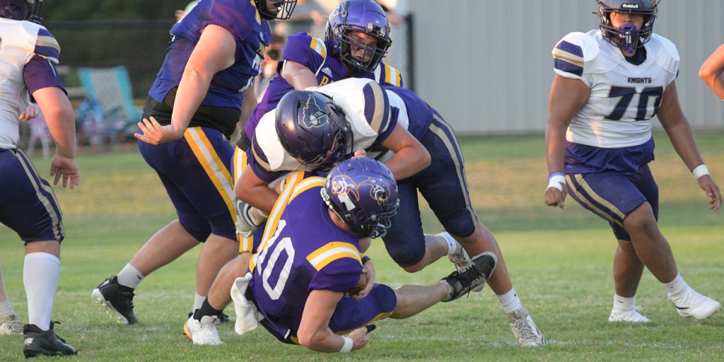 Centerpoint Linebacker Parker Bailey makes a tackle.