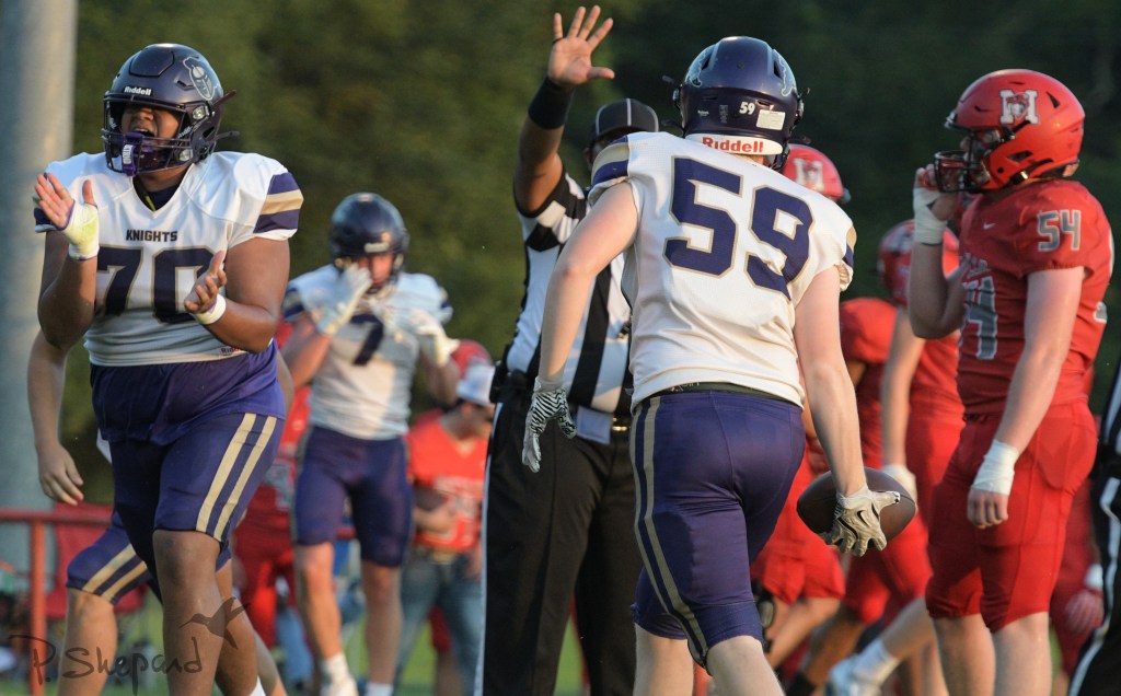 Linebacker #59 Zach Boyett recovered a Rattler fumble to stop a promising Murfreesboro drive during the first half.